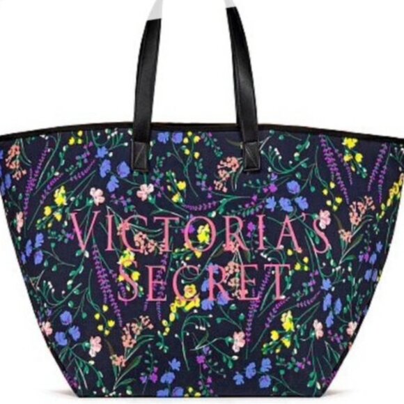 VICTORIA'S SECRET Women's Floral‎ Canvas Tote  Weekender Bag Multicolor - Picture 1 of 6
